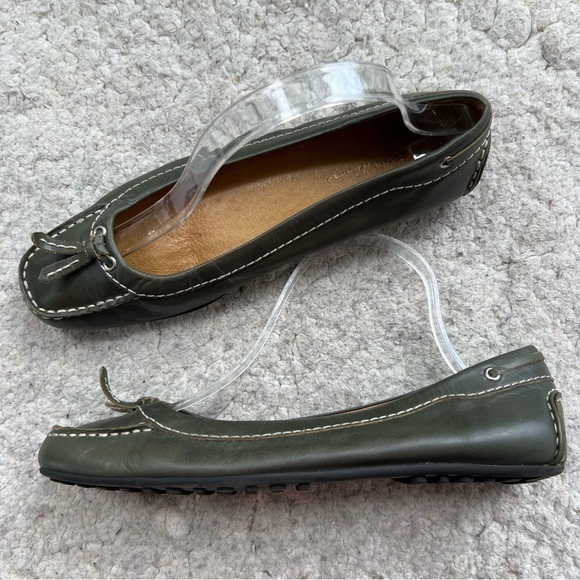 Eddie Bauer: Sage Green Slip On Exposed Stitching Square Toed Slip On Loafers - Picture 13 of 13